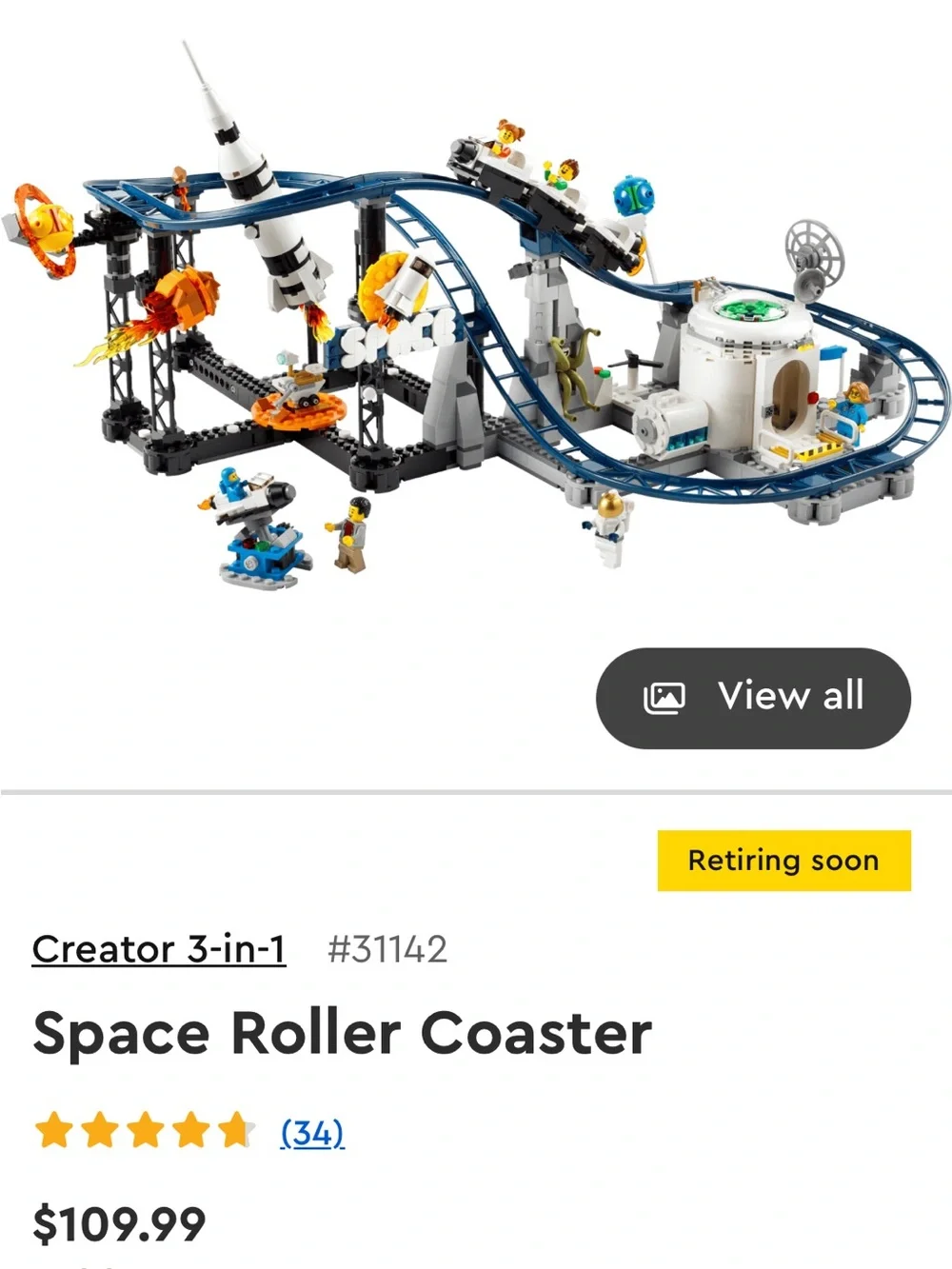 LEGO Space Roller Coaster Playset - Blue, White, Orange